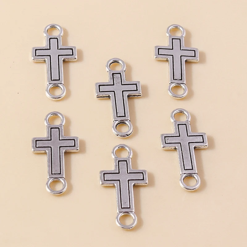 Leslie 30 Stück Antik-Silberfarbene Metall-Jesus-Kreuz-Anhänger für DIY-Schmuckherstellung, Armbänder, Halsketten – Detail 10