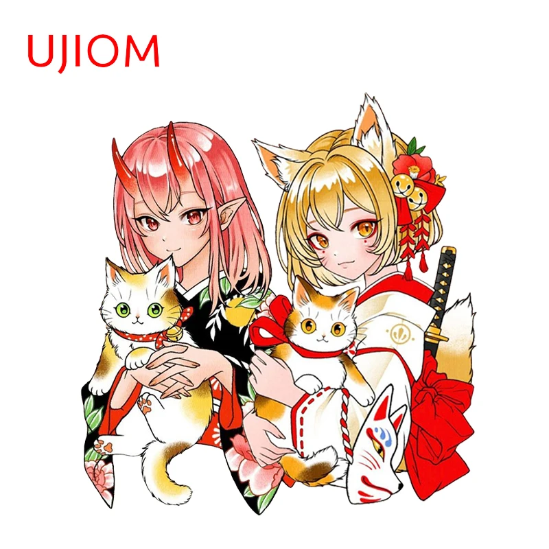 UJIOM Japanese Cartoon Girls Design Wall Stickers Eye-catching Air Conditioner Tuya Decals Creative Adhesive Bedroom Murals