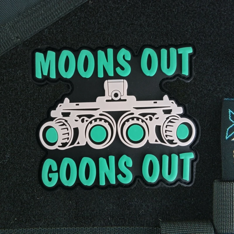 MOONS OUT GCOONS OUT Morale Badge Four Eye Night Vision Device PVC Patches Tactical Backpack Hook and Loop Stickers