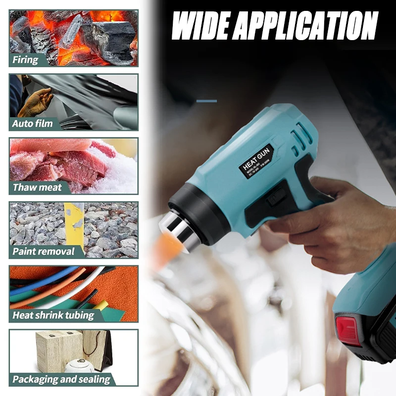 For Makita/Dewalt/Milwaukee/Bosch 18V Battery Handheld Hot Air Gun Cordless Heat Gun Industrial Home Hair Dryer Power Tool