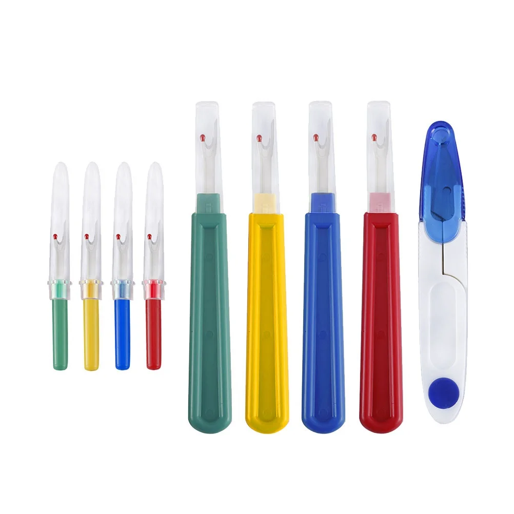 9 قطعة التماس الممزق غرزة Unpicker عدة مقبض بلاستيكي شفرة معدنية أدوات التطريز قطّاعة سن اللولب مزيل الخياطة للمنزل Diy بها بنفسك #3