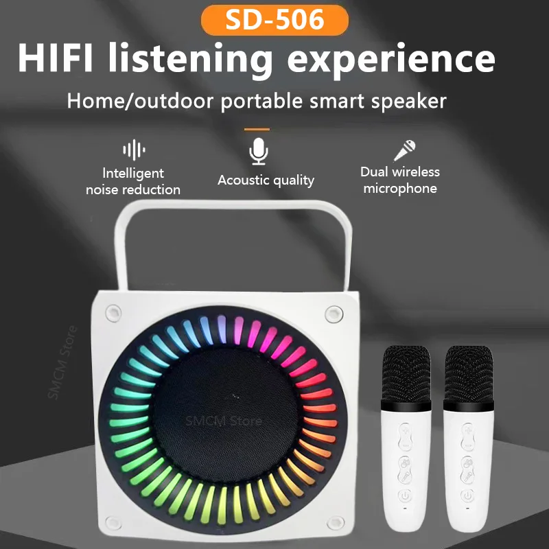 SD506 Home Karaoke Portable Bluetooth Speaker Dual Wireless Microphone Live TV FM radio TF card USB Subwoofer Music Center Audio