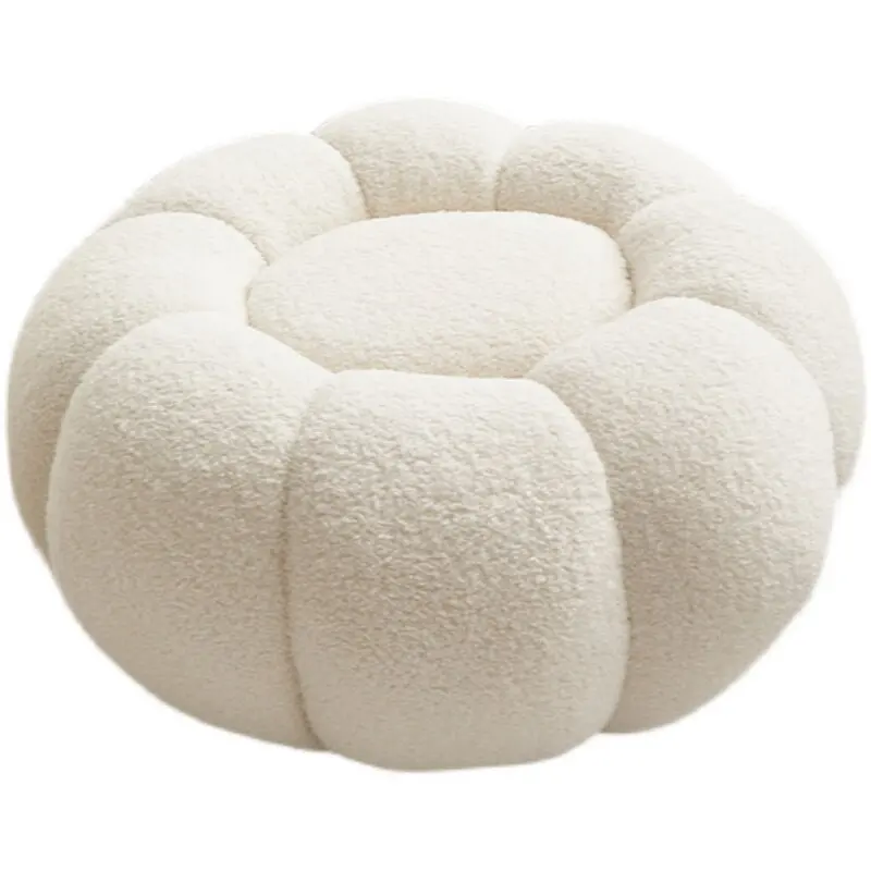 Pumpkin sofa short stool lamb wool small round sofa simple living room light luxury bedroom shoe change stool