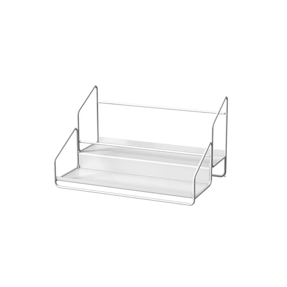 

2 Tier Metal Spice Rack Free Standing Anti-rust Kitchen Seasoning Organizer Space Saving Multi-purpose Step Storage Holder