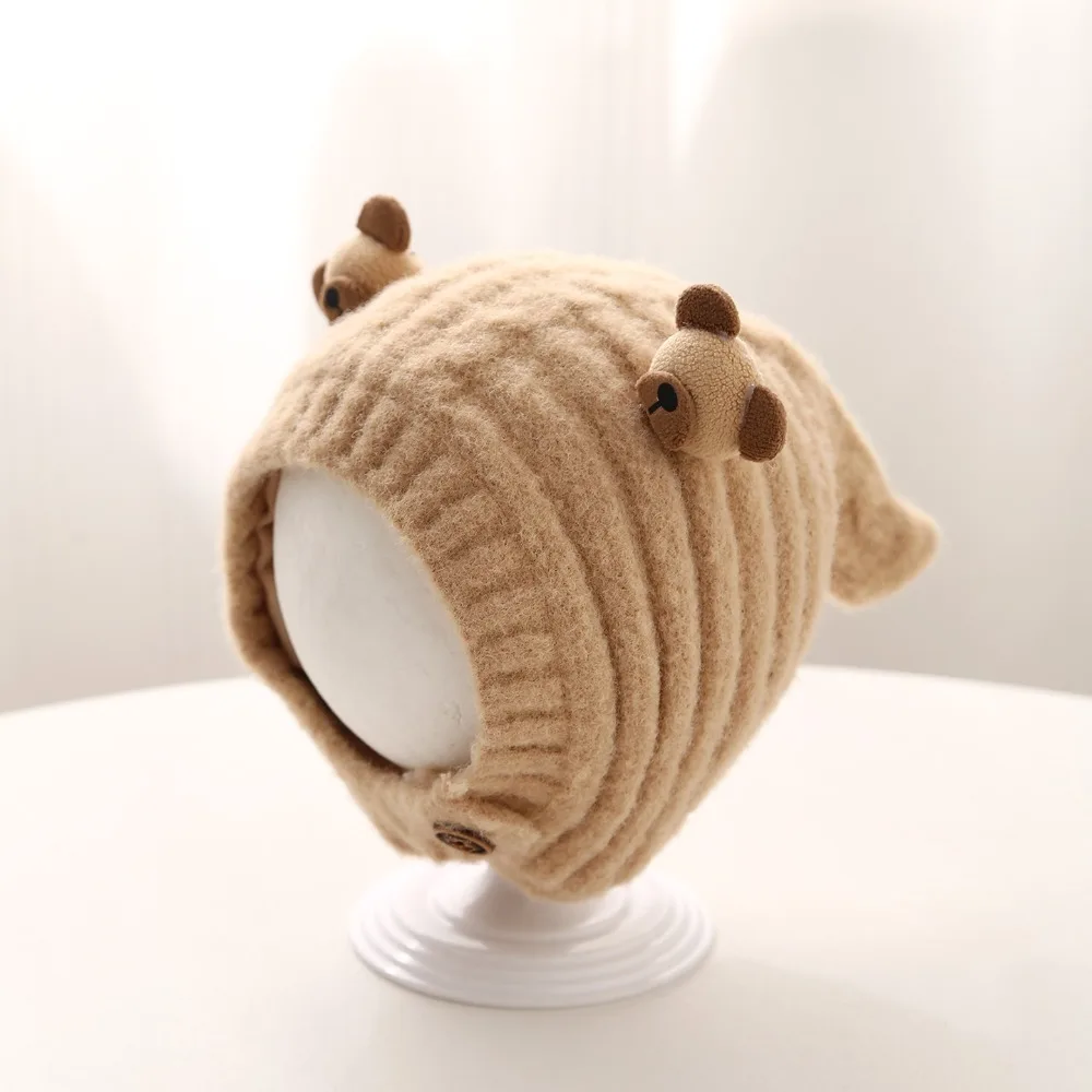 

Lovely Warm Baby Knitted Hat Soft Thicken Children Pullover Cap Wool Ear Protection Earmuffs Cap Boys