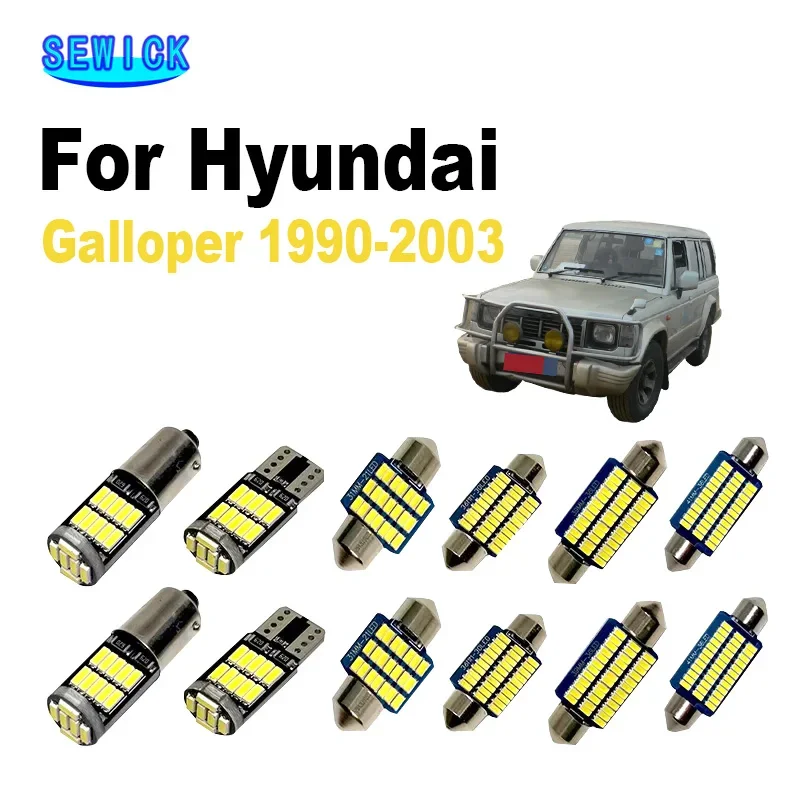 SEWICK 9Pcs Canbus LED Interior Dome Map Light Kit Auto Accessories For Hyundai Galloper 1990-2002 2003 Car Led Bulbs No Error