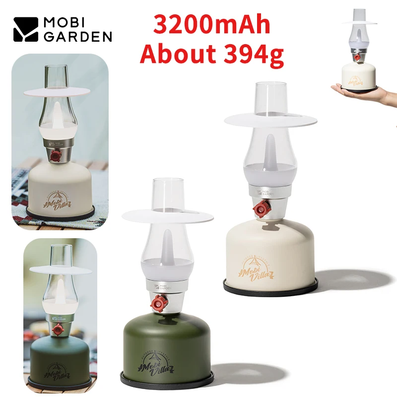 MOBI GARDEN Portable Camp Retro Lantern Outdoor Camping Table Home Bedroom Atmosphere Mobile Lamp LED Charge Tent Light 3200mAh