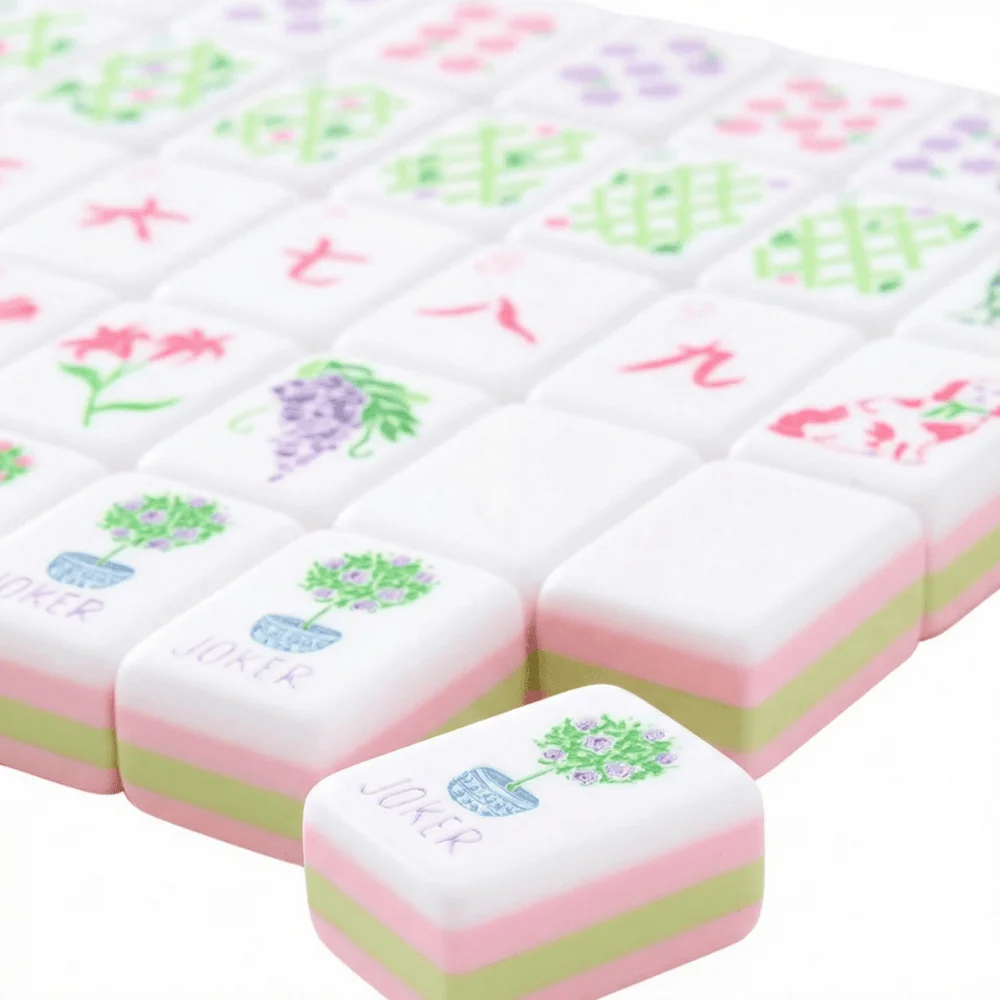 In Stock Mahjong Tiles Pink 4-Layer Premium Acrylic  Mahjong Set for Home Entertainment Travel Game