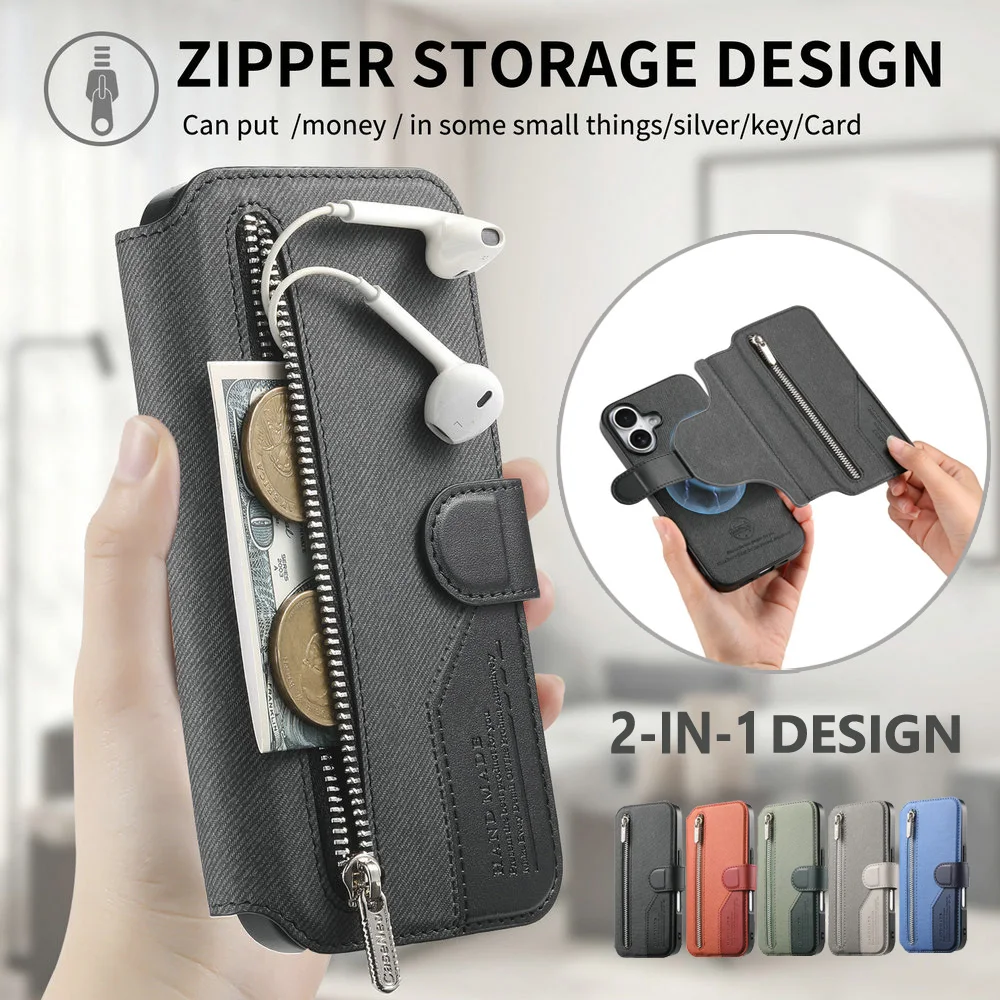 

Съемный кожаный чехол 2 в 1 для iPhone 16 15 14 13 12 11 Pro Max Xs X 5G Роскошный чехол с магнитной картой RFID Funda iPhone16 Plus 16e