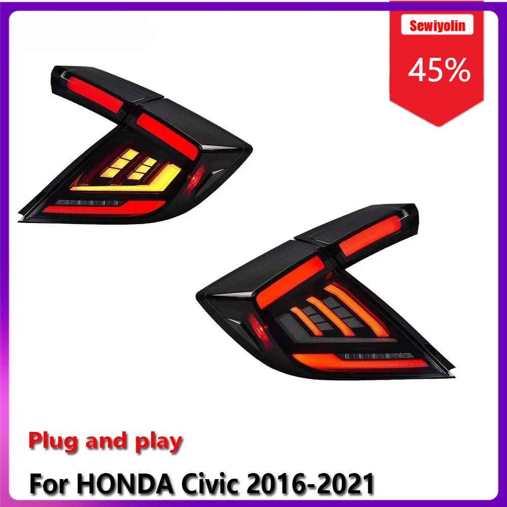 

Sewiyolin автомобильные светодиодные фонари задний фонарь в сборе для HONDA Civic 2016-2021 авто противотуманные DRL тормозной указатель поворота