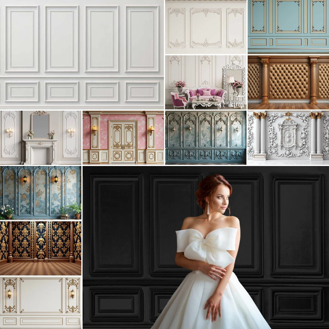 

MOON.QG Nordic Style Wallpaper Backdrops Living Room Frame Modern Castle Backgrounds Photozone Wedding Baby Photography Props