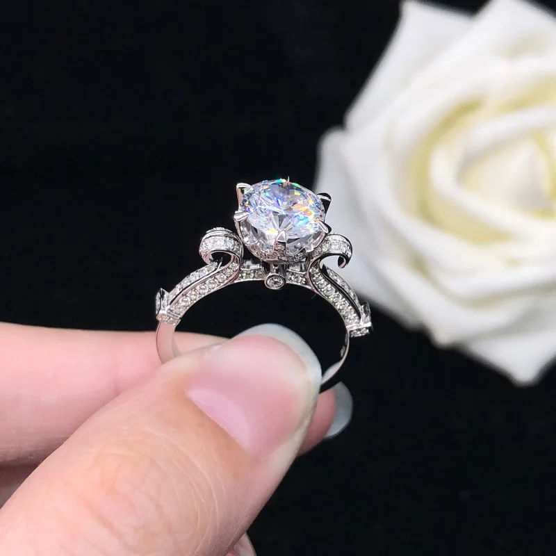 

Bud 2ct Moissanite Ring PT950 Platinum Women - Secure Platinum Setting, Bud Symbolizes Bloom, Shiny Blessings