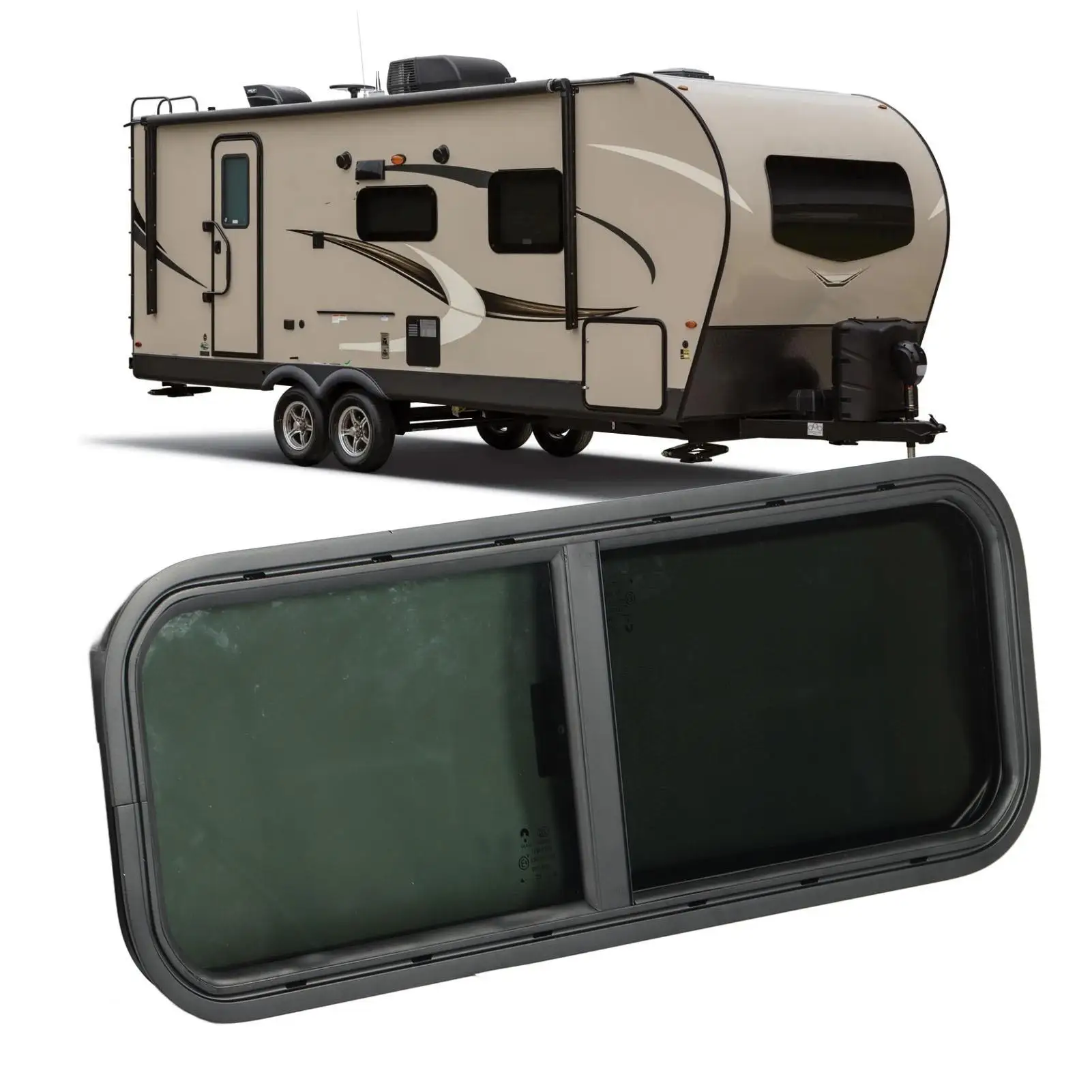 90 ل X3 00 مللي متر زاوية مستديرة انزلاق نافذة RV الأسود الزجاج المقسى الظل نافذة لمقطورة التخييم