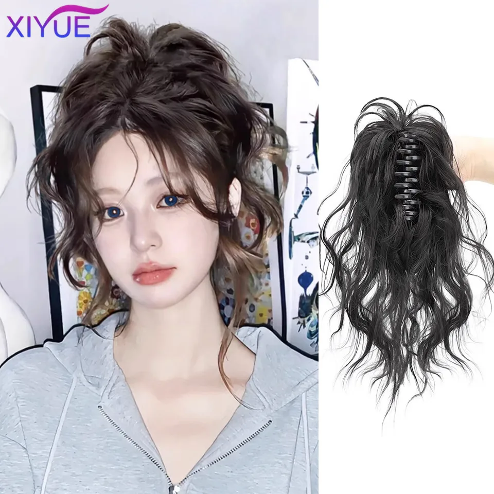 XIYUE  Wig Long Hair  Horsetail Vigorous Girl Lightweight No Drop Lazy Curly Hair Horsetail Wig Clip