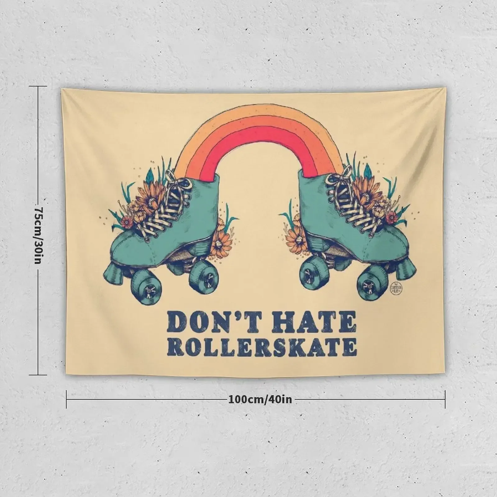 Don't Hate Rollerskate - Retro 70s Illustration - Color Variation 1 Tapestry Things To The Room Tapestry