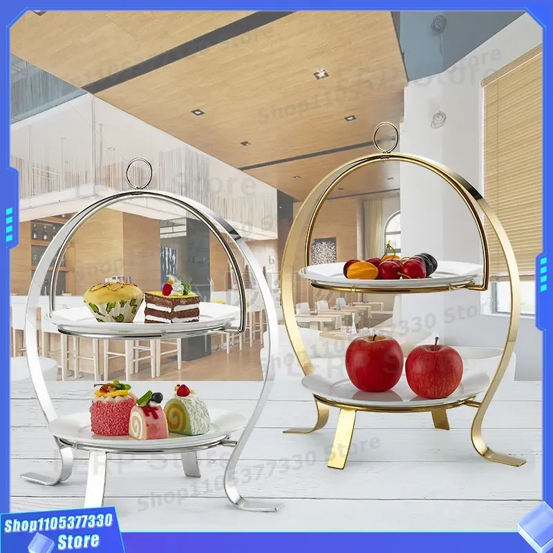 3 Tier Stainless Steel Cake Stand European Style Afternoon Tea Snack Rack High End Dessert Display Plate for Hotel Restaurant