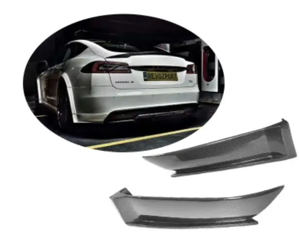 Model S Real Carbon Fiber Car Rear Bumper Lip Spoiler Splitters Side Aprons For Tesla Model S 2012 2013 2014 2015 2016