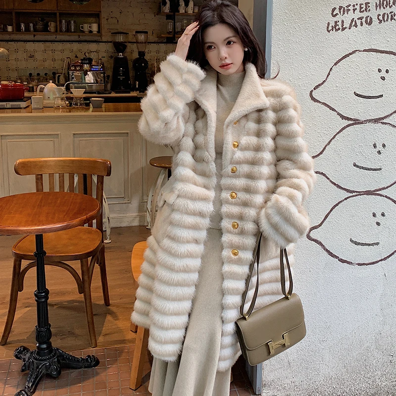 2025 نماذج جديدة الشتاء النساء الموضة الدافئة الطبيعية الجديدة الفاخرة الراقية Stylelong كم موضة معطف دافئ #2