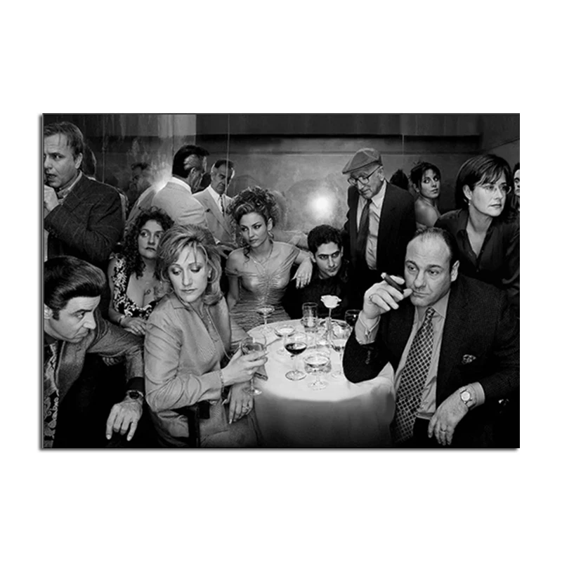 Classic Movie The Sopranos Poster Gangster Family Party Black White Art Prints Canvas Painting Vintage Wall Picture Home Decor