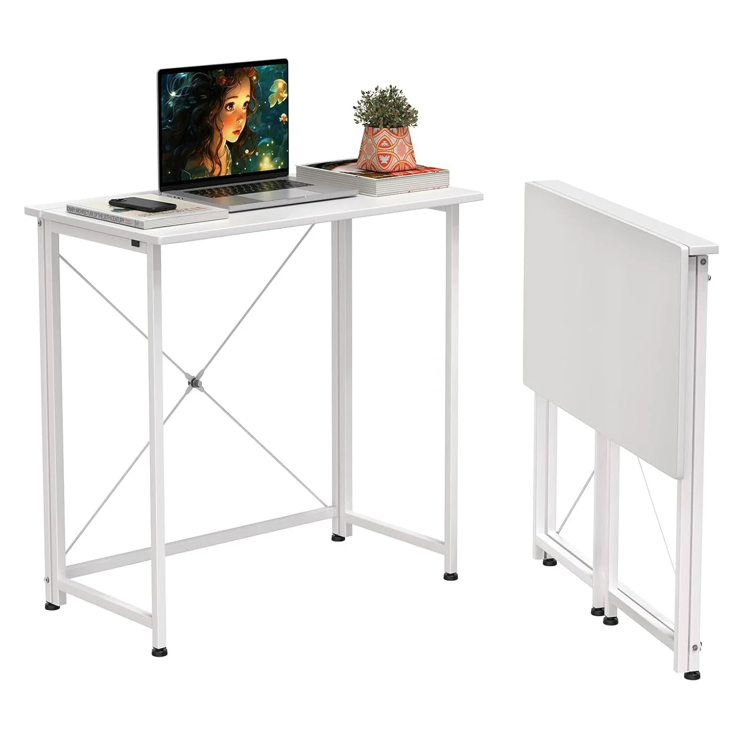 Folding Desk Small Foldable Desk for Small Space 31.5 Inches Writing Computer Desks in Study Home Office Foldable Office Desks