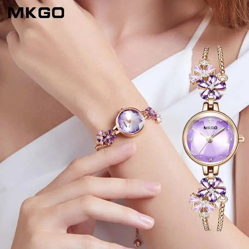 Orologi al quarzo con bracciale da donna di lusso per donna orologio alla moda con strass abito sportivo da donna orologio da polso viola Relogio