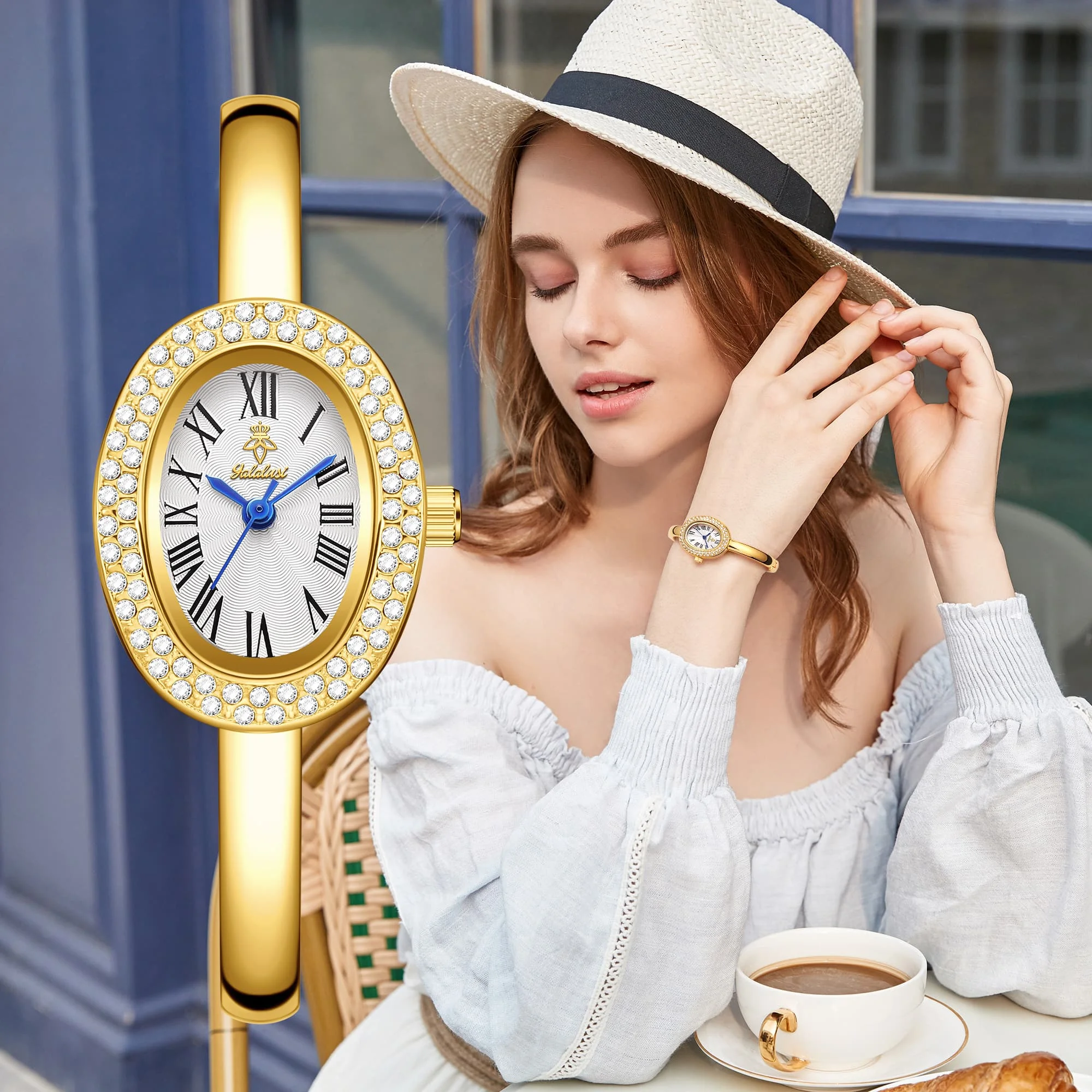 YaLaLuSi brand Luxury Sparkling Ladies Watch Gorgeous Rhinestone Bracelet Ladies Watch Fashionable Temperament Ladies Gift