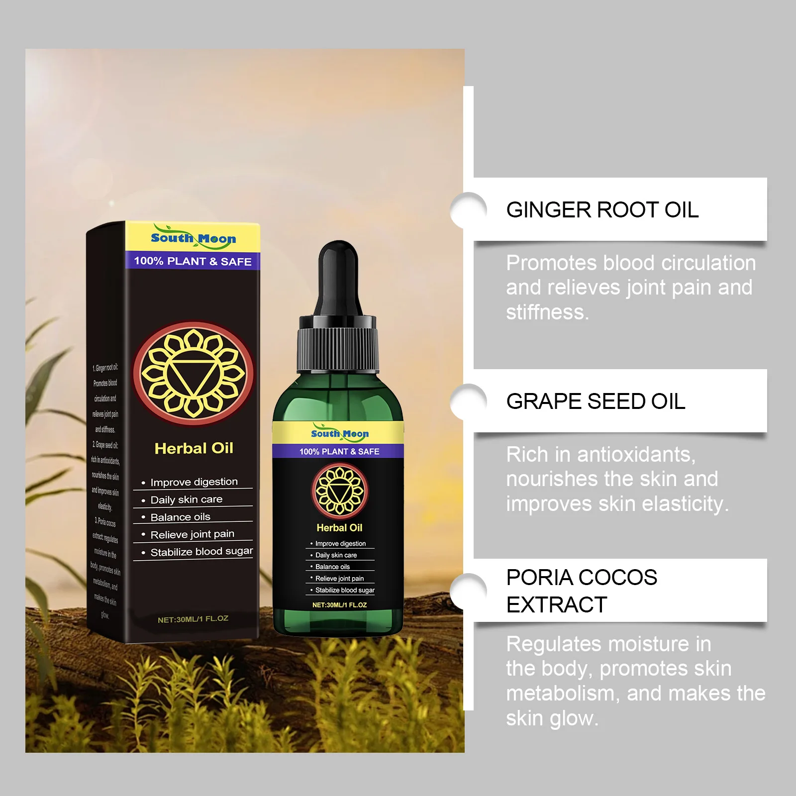 زيت تدليك الجسم المريح يساعد على الهضم وتخفيف وجع العضلات ويقلل من التوتر والقلق ويحسن النوم وزيت أساسي للنباتات