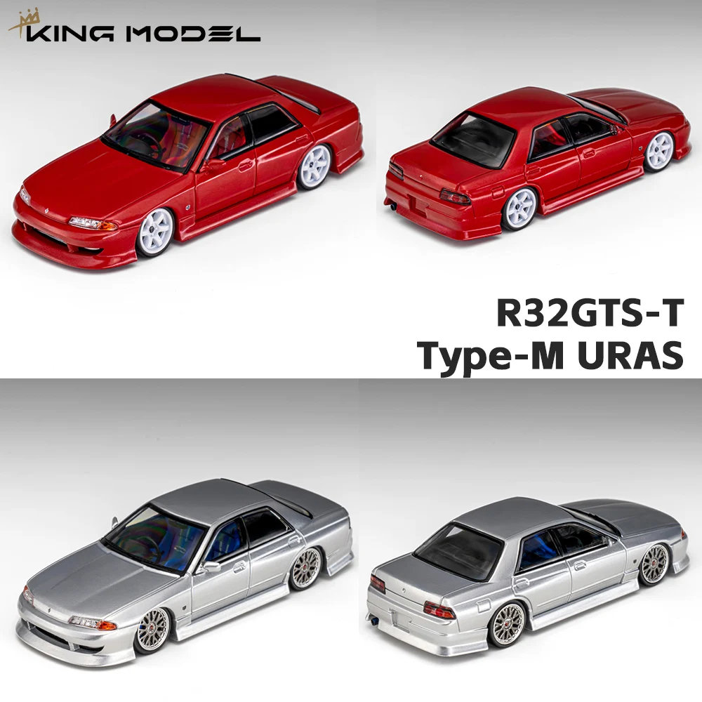 Vorverkauf KING MODEL 1/64 Skyline R32 GTS-T Typ-M Druckguss-Automodell, URAS Tuning-Karosserie-Kit mit Detaillierten Aero-Teilen