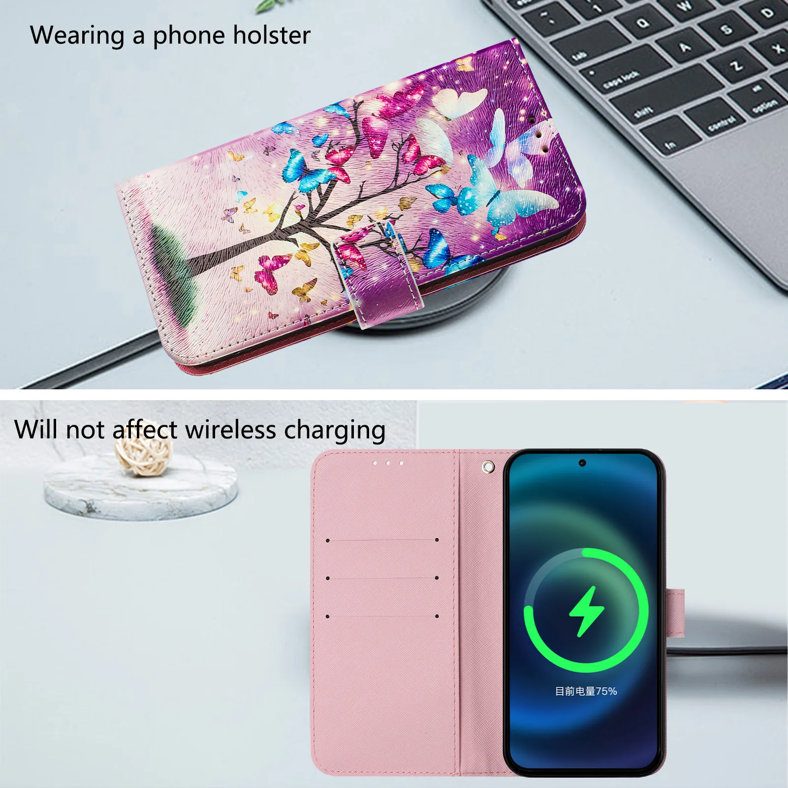 S25 S24 S23 Flip Case for Samsung Galaxy A56 A36 A26 A16 A54 M35 M34 A55 A35 A25 A15 Cases Butterfly Leather Wallet Phone Cover