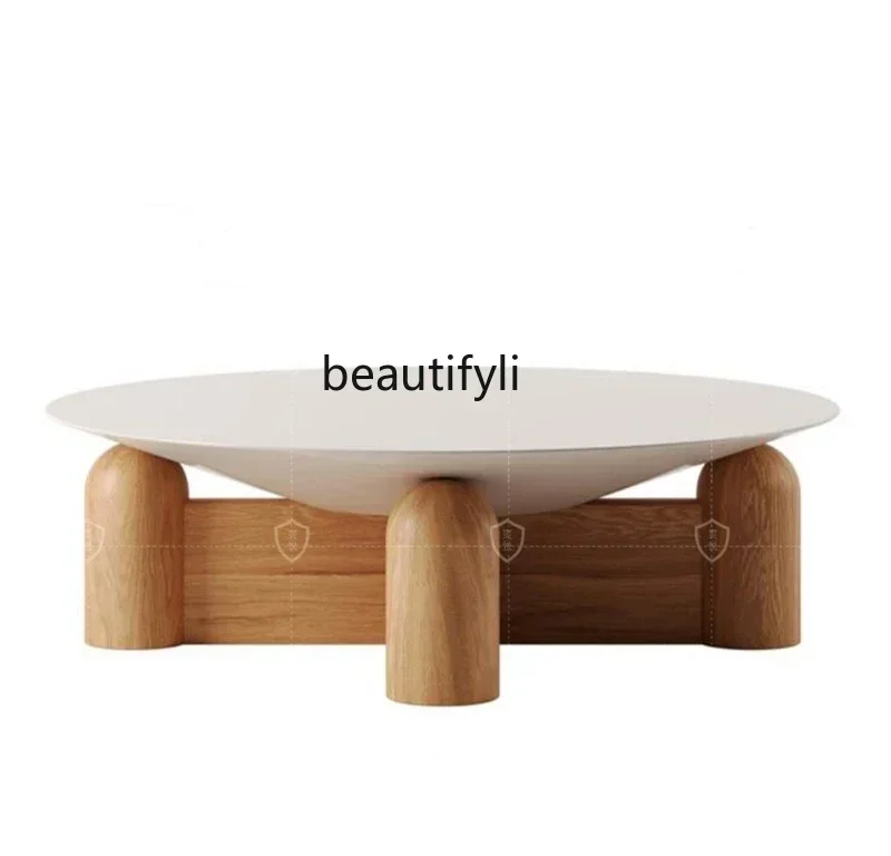 183F Nordic round, simple solid wood, coffee table art living room household small apartment coffee table tea table