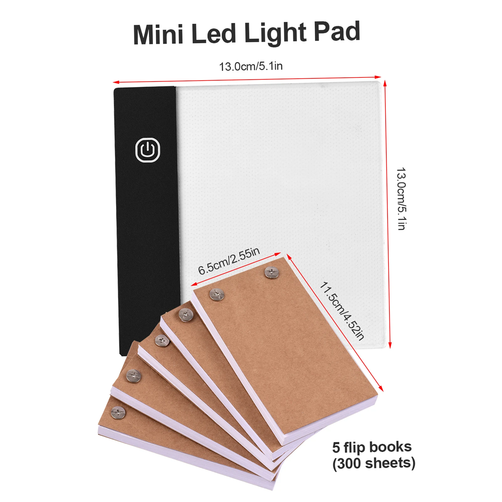 Flip Book Kit with Mini Light Pad LED Lightbox Tablet Design with Hole 300 Sheets Flipbook Paper Binding Screws for Drawing