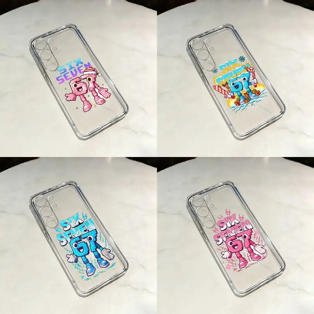 

Steal A Brainrot Six Seven Clear Hard Phone Case For Samsung S25,24,23,22,30,21,10,9,Ultra,Plus,Lite Transparent Cover