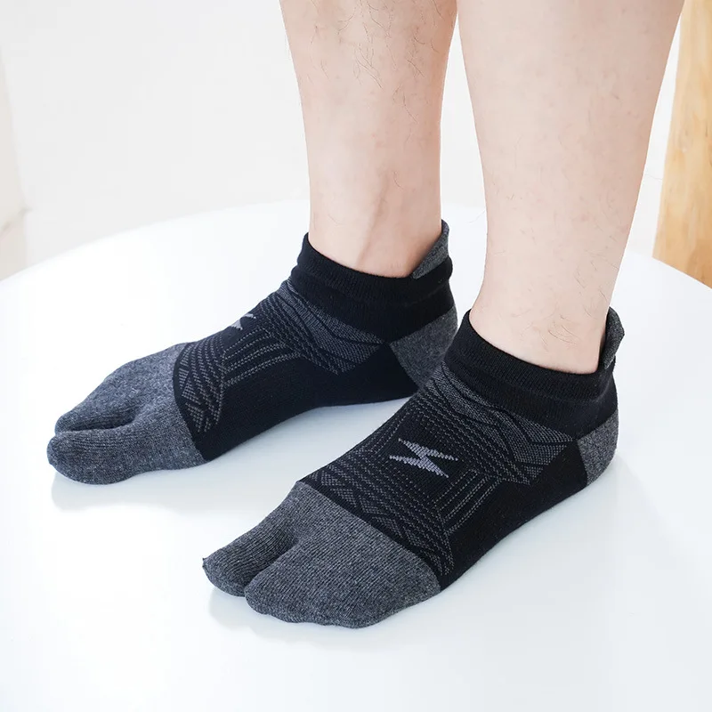 Bright Document Tabi-Chaussettes de sport en pur coton pour hommes et femmes, 2 chaussettes Parker courtes, optique, sabots d\'intérieur, Hallux
