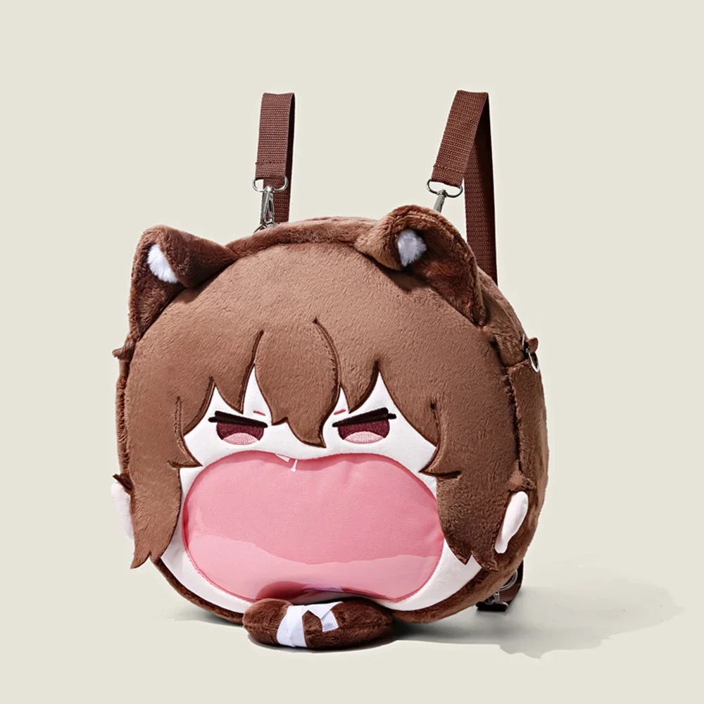 Anime Dazai Osamu Cospaly Backpack Student School Bag Cute Plush Shoulder Bag Brown Handbags Props Travel Bag Daypack