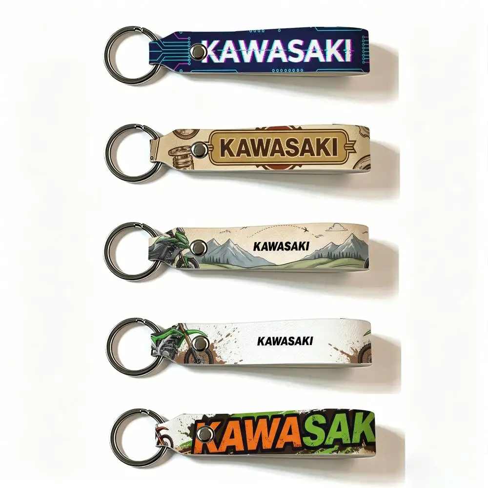 Für KAWASAKI MOTO PU-Leder Schlüsselanhänger Minimalistischer Schlüsselhalter Langlebiger Schlüsselorganizer Autoschlüsseltasche Zubehör Geschenk