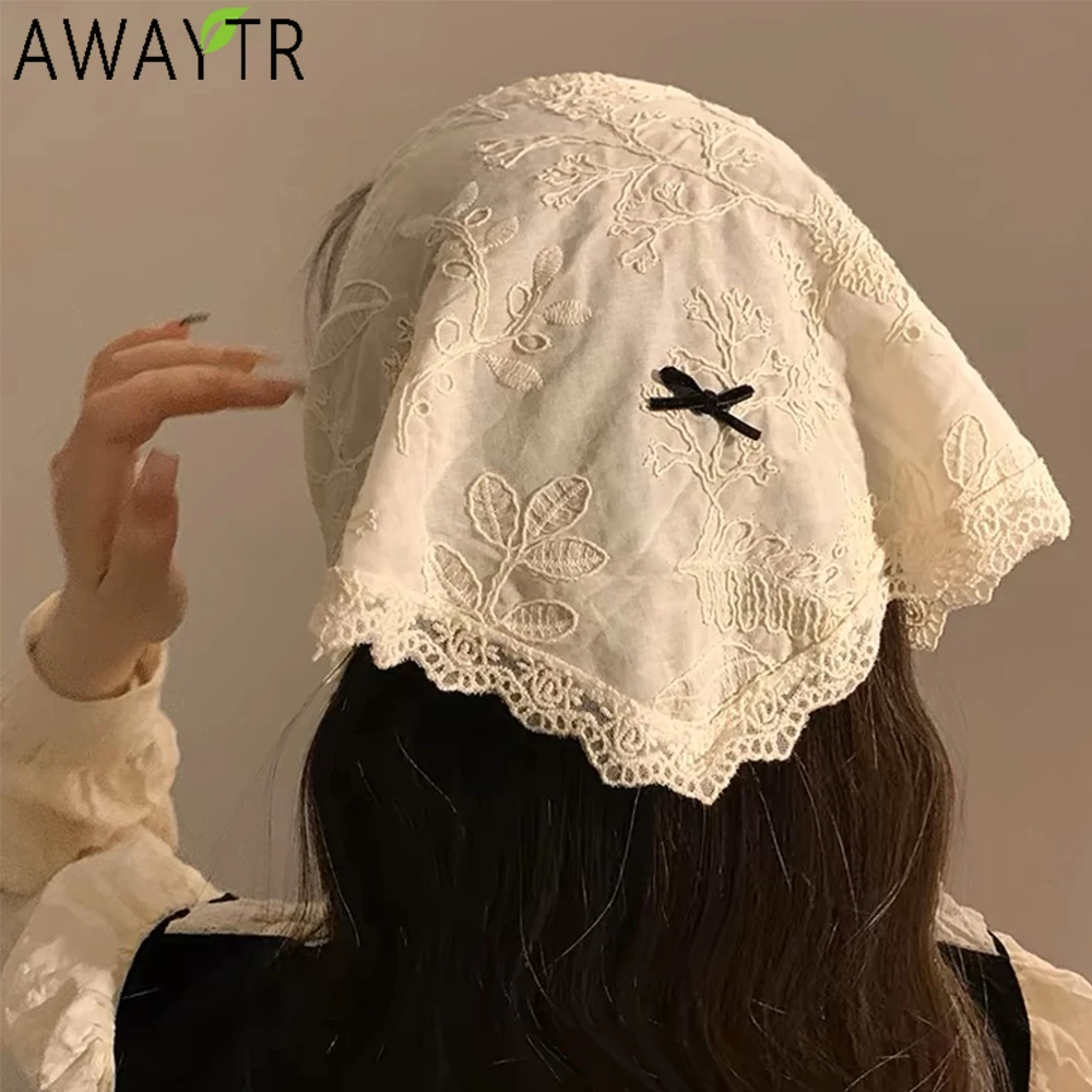 AWAYTR Knitted Wool Sunflower Headband Hair Scarf Bands for Women Party Headwear Spring Print Bandana Turban Hairband Headpiece