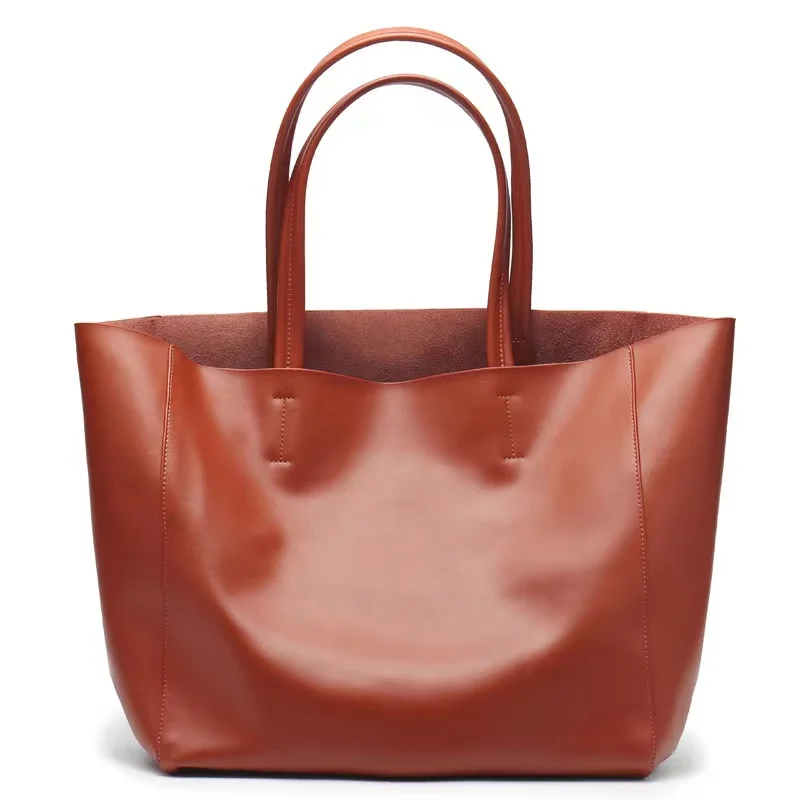 New High-capacity Commuter Bag Mommy Shopping Bag  Leather Tote Bag Simple Casual Shoulder Bag