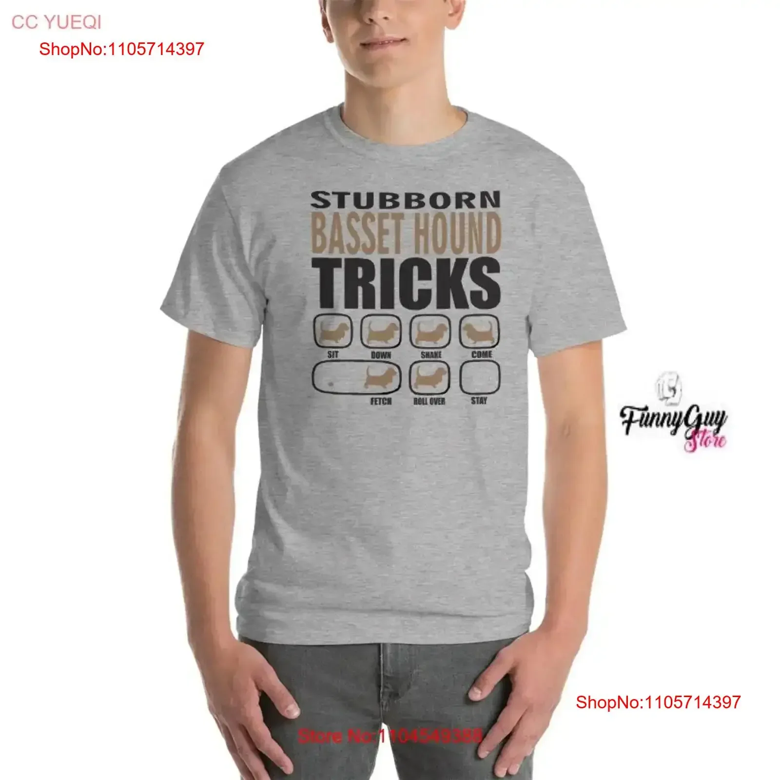 T-shirt Basset Hound Dog Stubborn Tricks PeT Funny Holiday vintage délavé unisexe respirant vêtements de créateur décontracté doux homme
