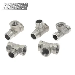 1pcs DN15 1/2 BSP Female Male Thread Tee Type  201 Stainless Steel  Butt Joint Adapter  Coupler Plumbing Fittings Connector