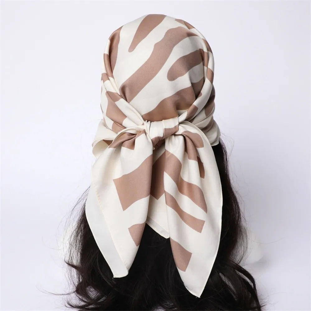 

Patterned Shawl 90 CM Square Scarf Breathable Sunscreen Stripes Square Headscarf Headband Lightweight Printed Silk Scarf Women