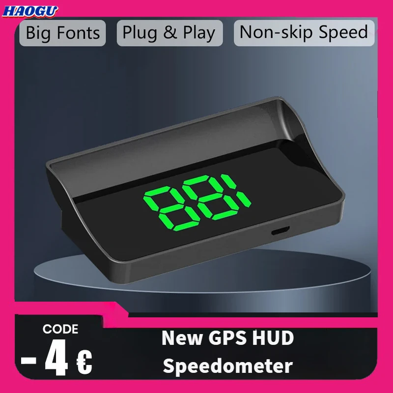 HAOGU Car Head Up Display GPS Digital Speedometer HUD Windshield Projector KMH MPH Speed Meter Auto Electronics Accessories