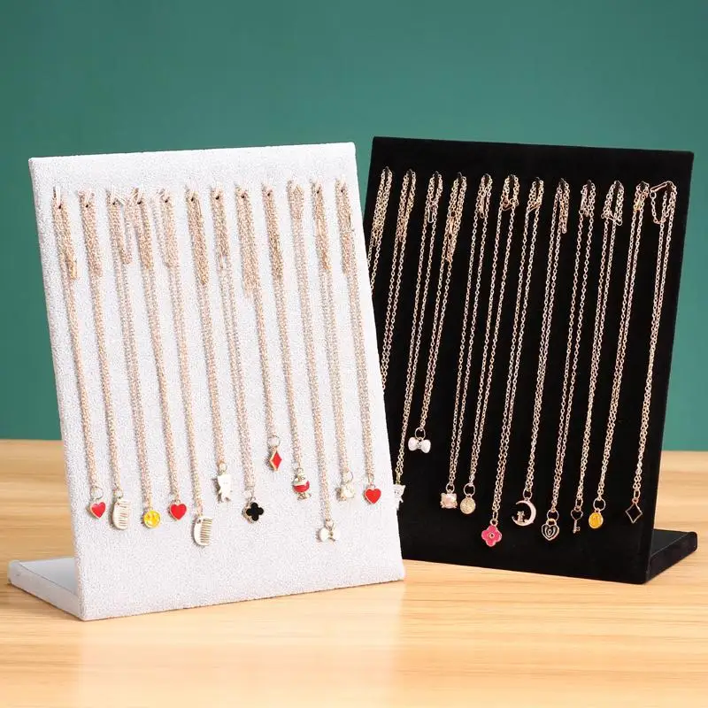 Fashion Hooks Jewelry Display Stand For Women Simple Necklace Dangling Pendant Chain Display Rack Girls Jewelry Accessories