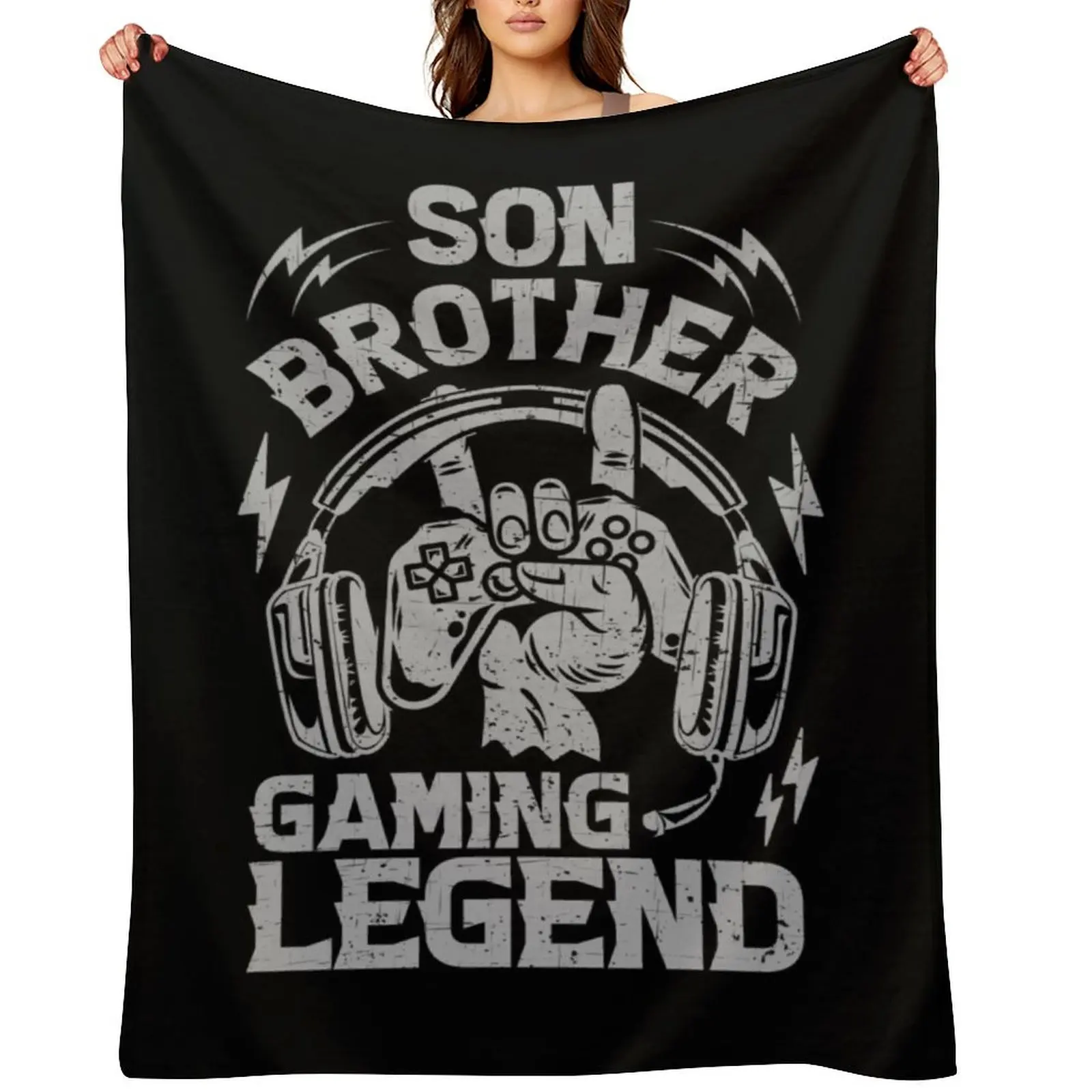 

Son Brother Gaming Legend Gamer Gifts For Teen Boys Gaming Vintage Throw Blanket Thins Soft Kid'S sofa bed Blankets