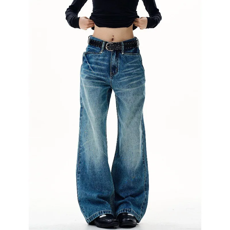 

Мужские джинсы в стиле ретро, свободного кроя, прямые, повседневные, модные, прочные, со средней посадкой, на шнурке, без бренда, винтажные, стильные