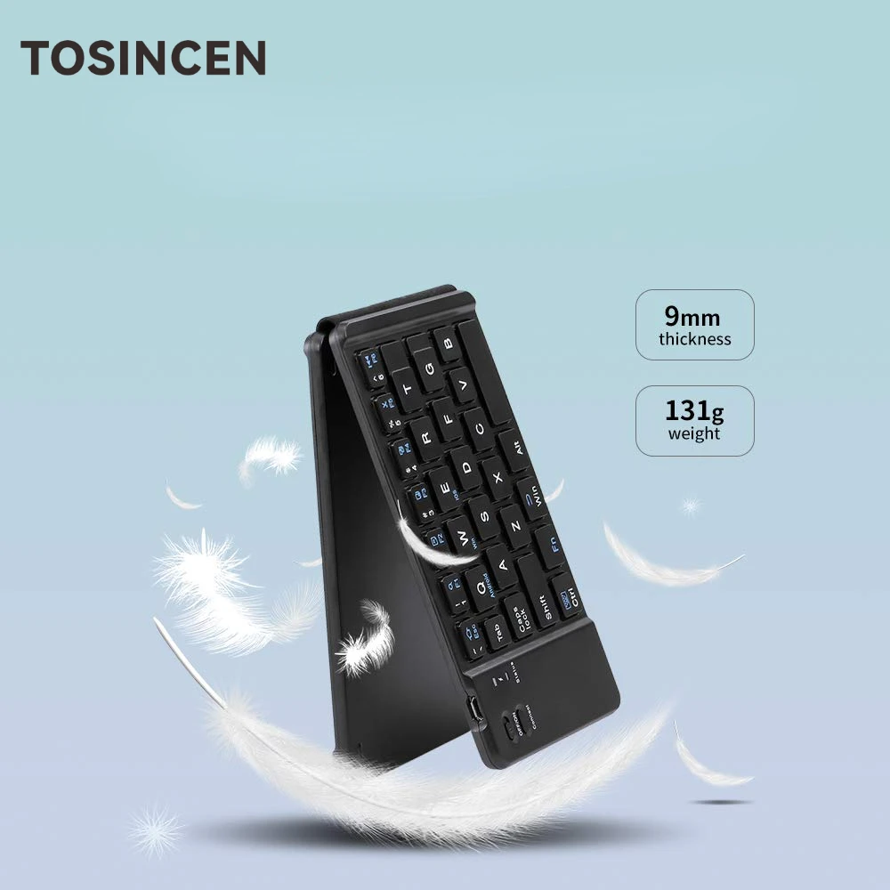 

TOSINCEN Folding Bluetooth Keyboard BT Wireless Folding Keypad for iPad IOS/Android/Windows Tablet Russian Spanish Arabic Korean