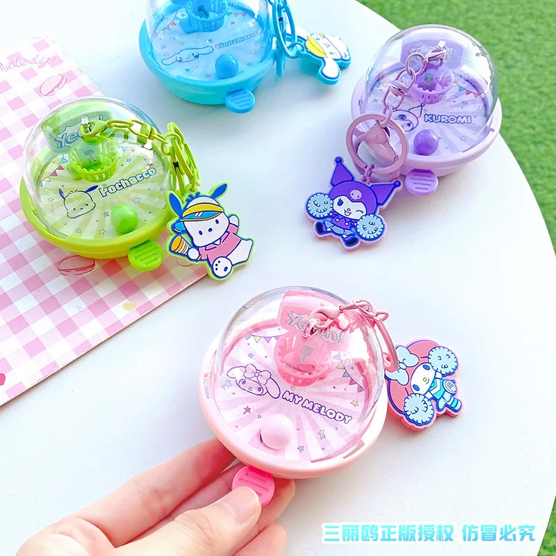 Kawaii Sanrio Key Chain Cute Cartoon Anime Hangyodon Mymelody Kuromi Bag Pendant Shooting Machine Keychain Game Hanging Bag Toys