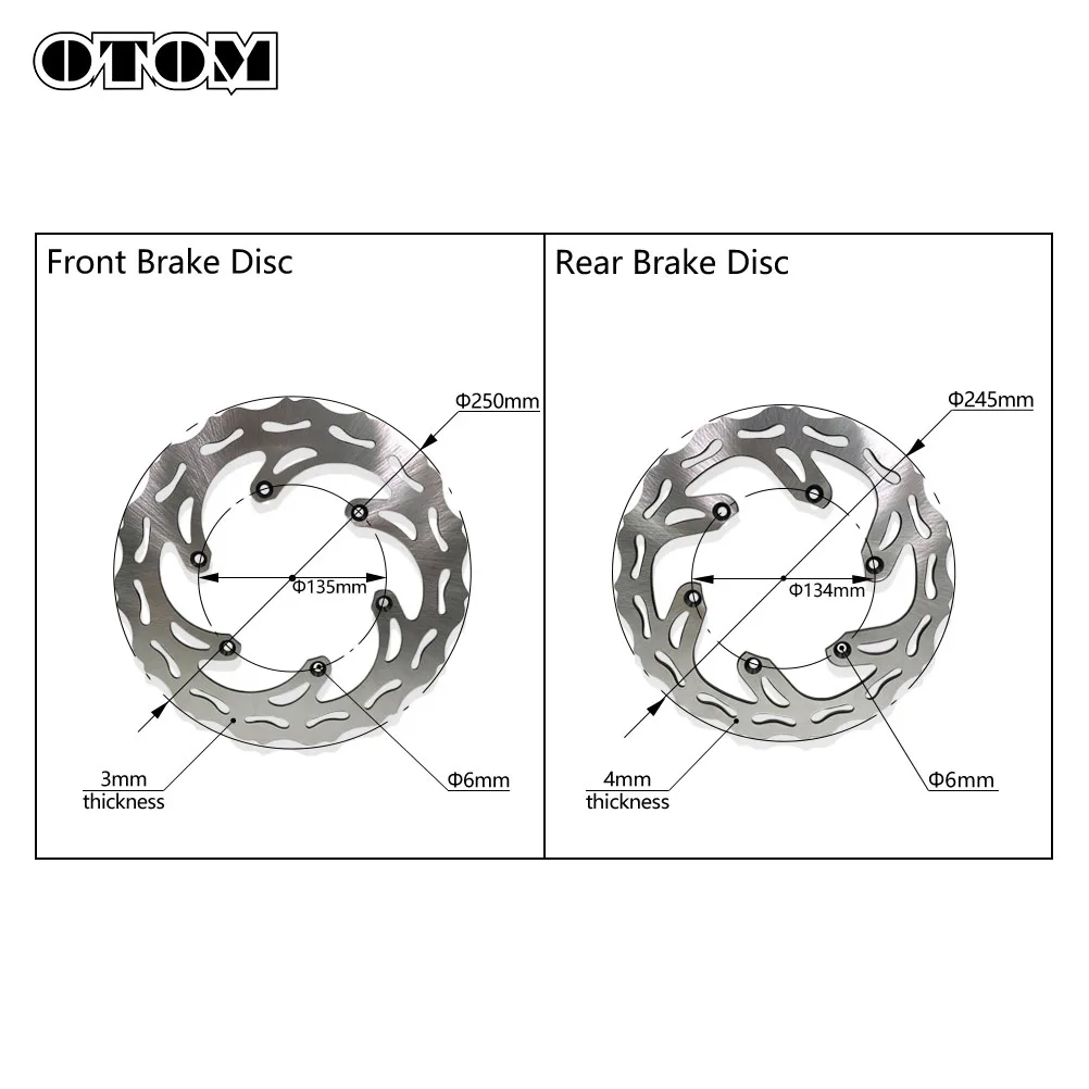 OTOM 2001-2018 Motorcycle 250mm 245mm Front Rear Brake Disc Rotors For YAMAHA YZ125 YZ250 YZ250F YZ250X YZ450F WR250F WR450F