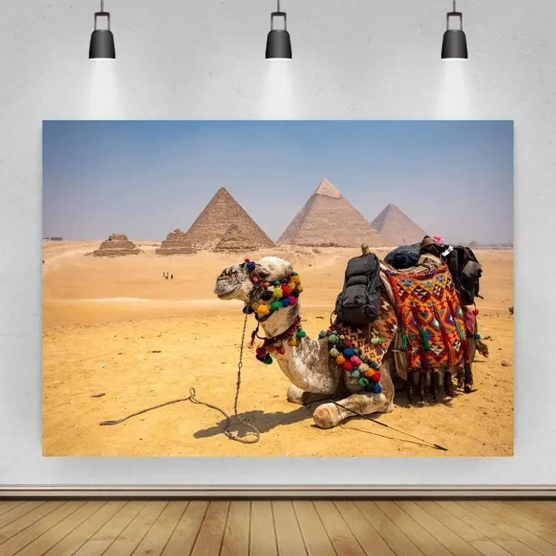 Desert Pyramid Camel Ethnic Style Portrait Photo Background Photographic Vinyl Backdrop Photocall Studio Booth Props