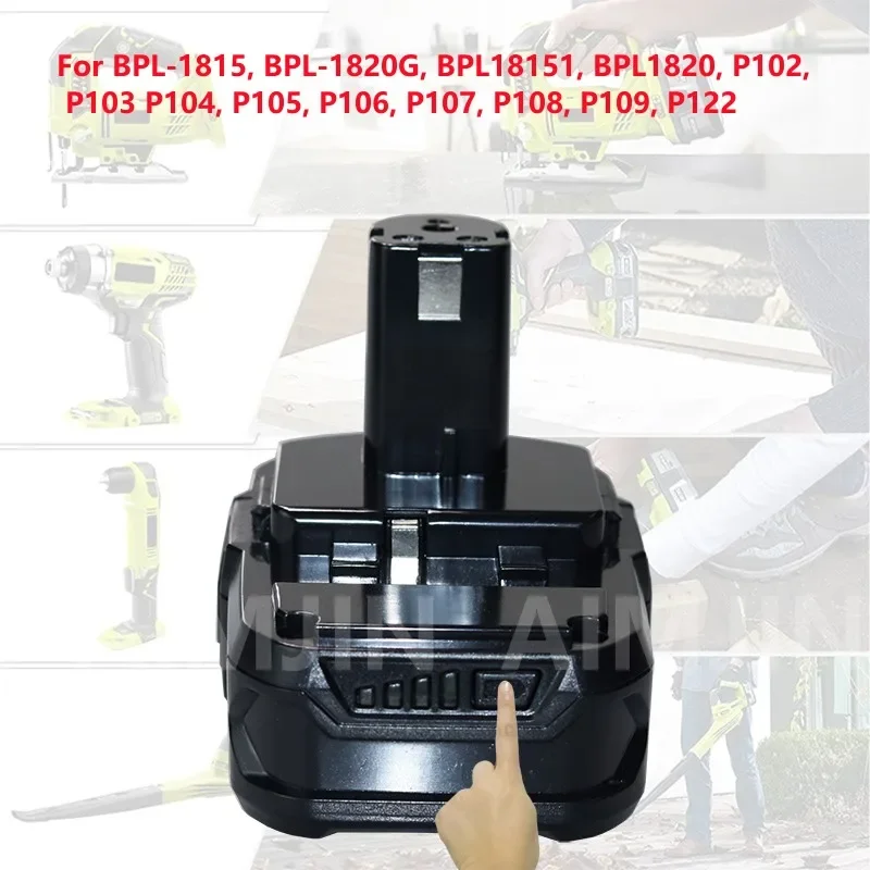 Batería de iones de litio P108 RB18L20 18V 5.0Ah adecuada para Ryobi P107 ONE Plus RB18L50 P108 P109 batería de repuesto inalámbrica