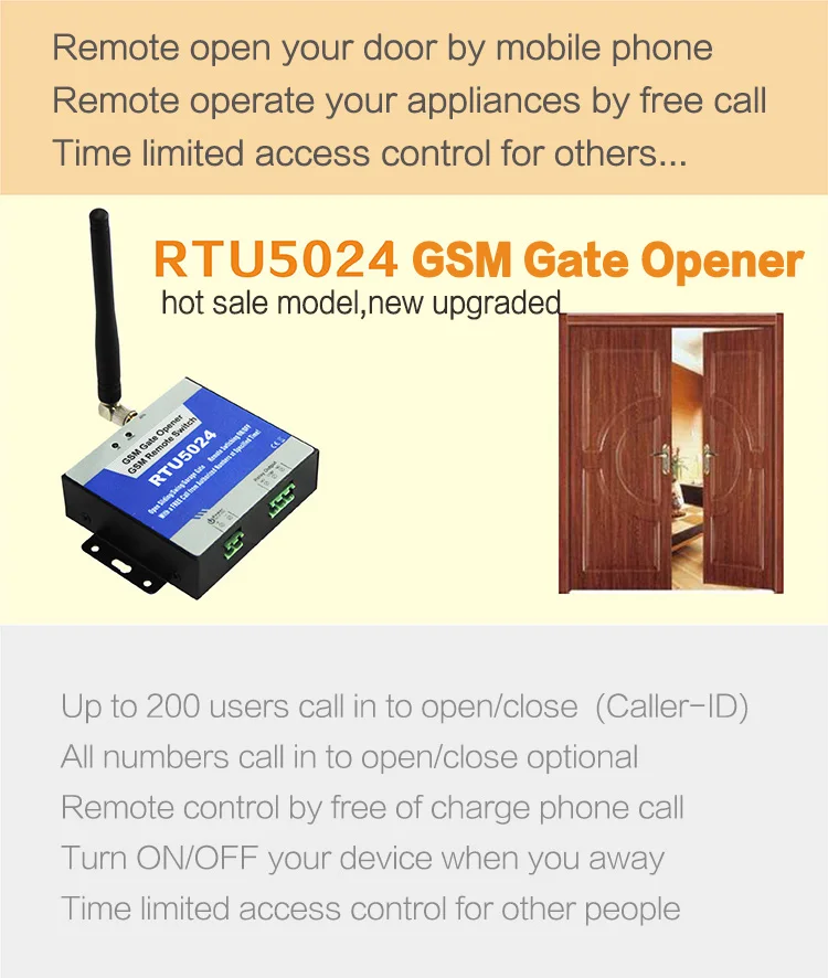 Automatic Greenhouse Door Opener Home Electric Remote GSM Door Opener Phone Operated Gate Opener RTU5024